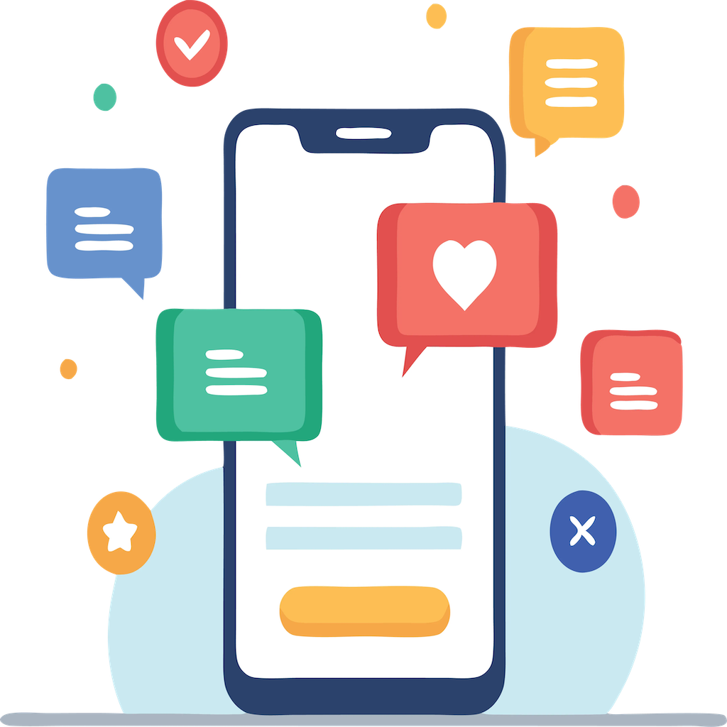 Okostelefonos tartalommegosztás ikonokkal – előfizetéses digitális platform