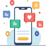 Okostelefonos tartalommegosztás ikonokkal – előfizetéses digitális platform